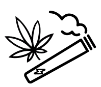 Illustration of a cannabis leaf next to a vaping product.