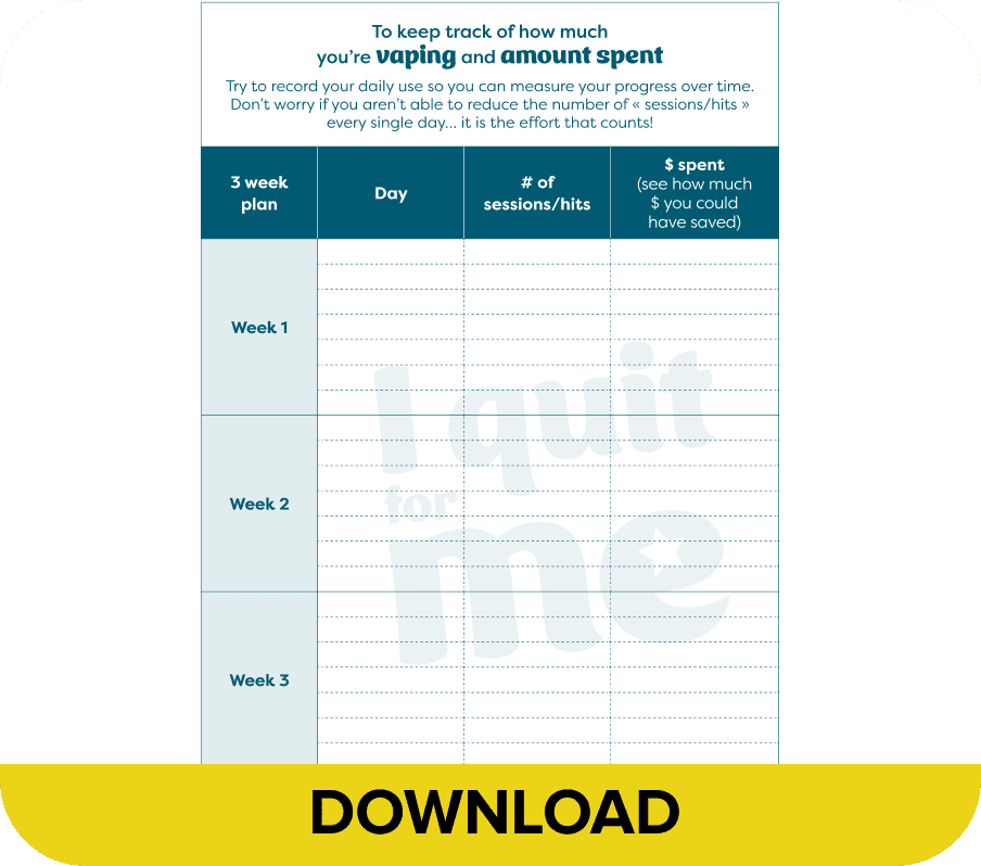 A vaping tracking card.