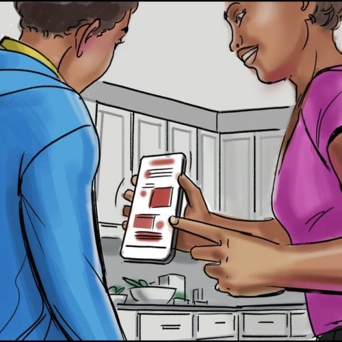 Frame-2-1024×791 An image of a women showing her cell phone to a friend